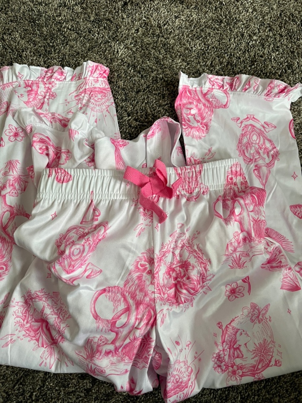 Wicked. Two piecePink Print Pajama Set!  New. Poly & spandex mix!  So cute. S